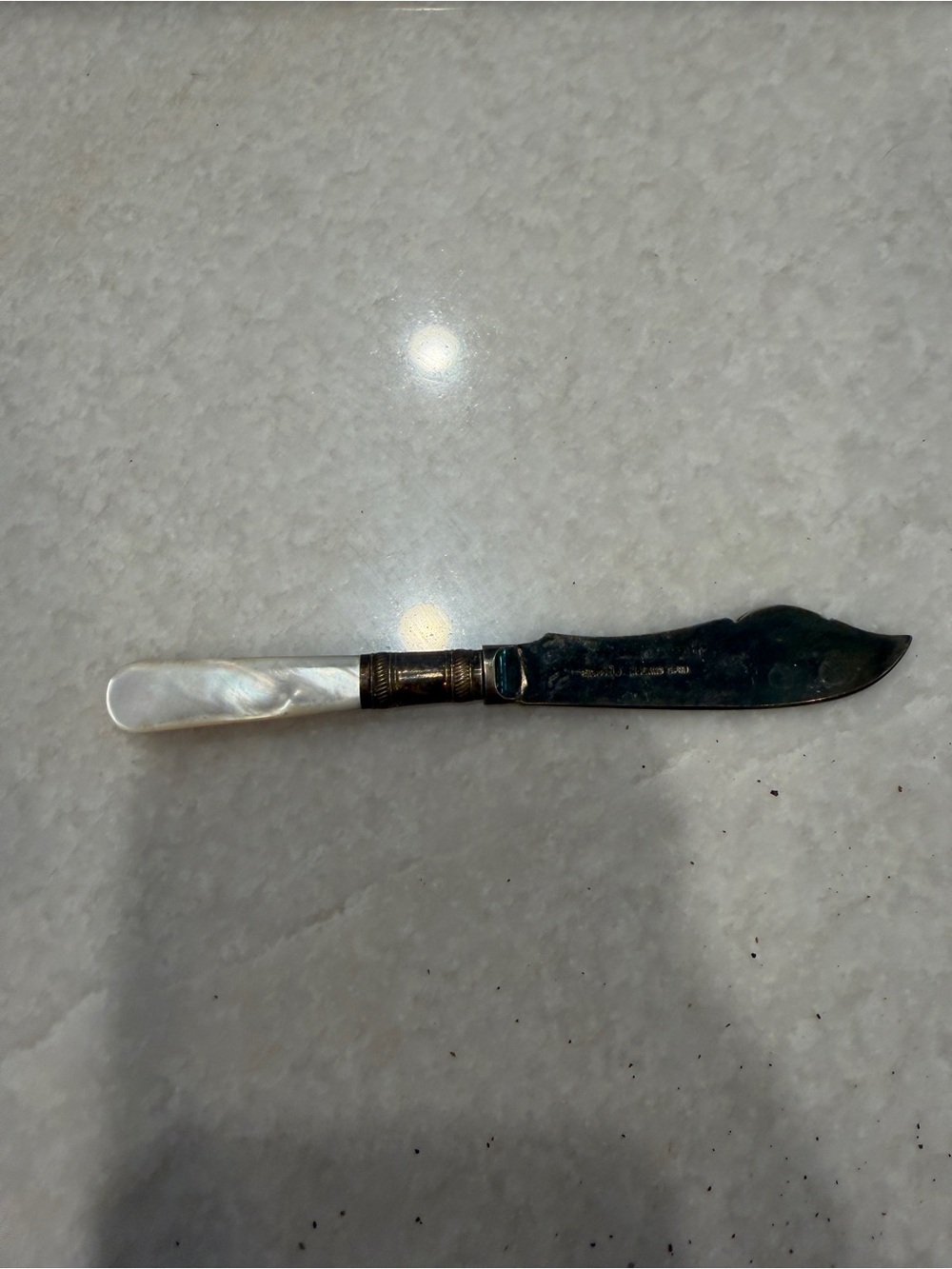Vintage Mother-of-Pearl Handle silver plate Butter Knife